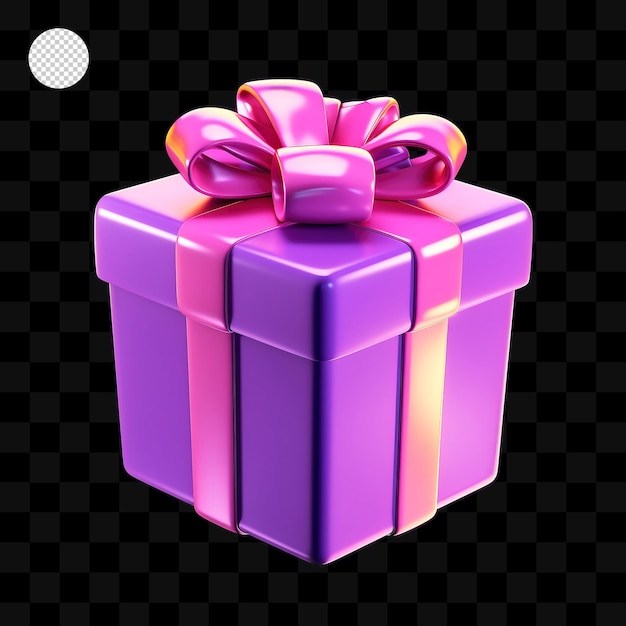 Purple gift box with transparent background