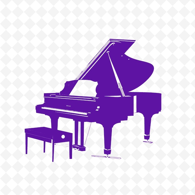 PSD a purple grand piano with a purple background