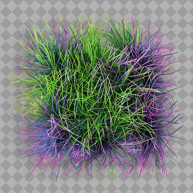 a purple and green ball of grass with purple and green colors