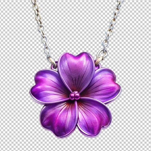 PSD purple hawaiian flower necklace on transparent background