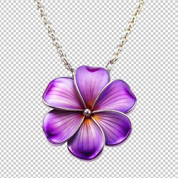 PSD purple hawaiian flower necklace on transparent background