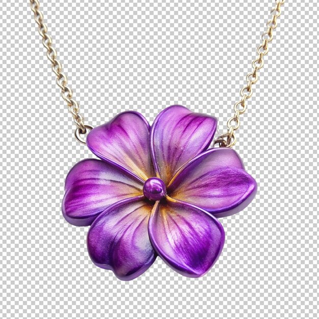 PSD purple hawaiian flower necklace on transparent background