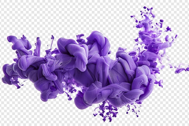 PSD purple ink splashes isolated on transparent background