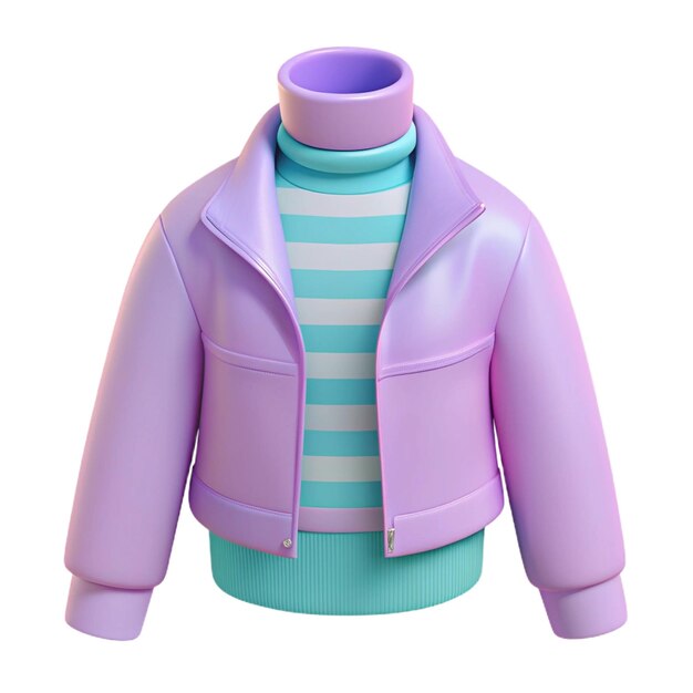 PSD a purple jacket with a striped collar and a striped shirt on the front