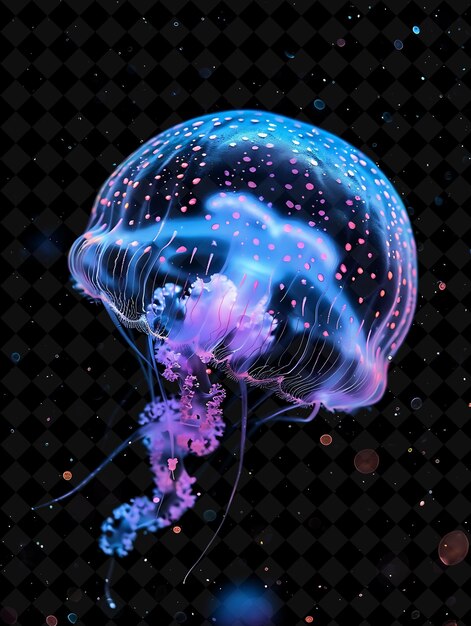 PSD a purple jellyfish with purple and blue dots on it