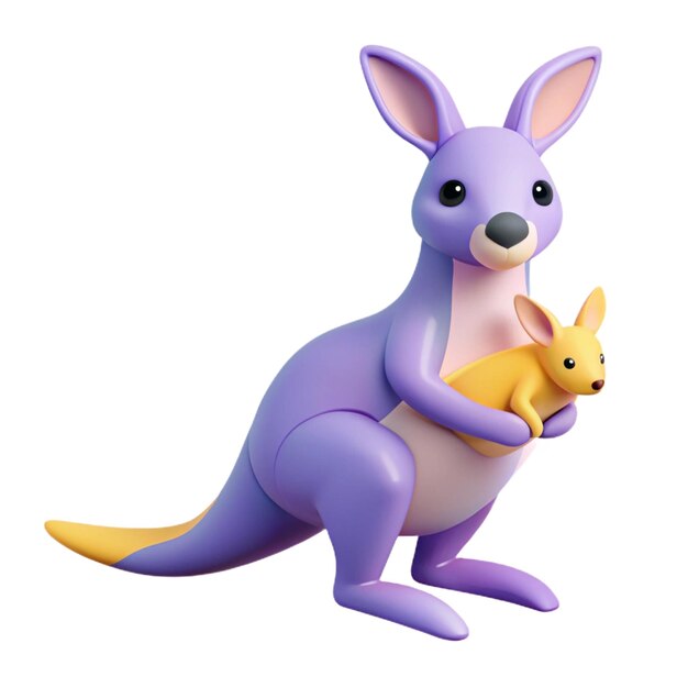 PSD a purple kangaroo with a yellow toy on its back