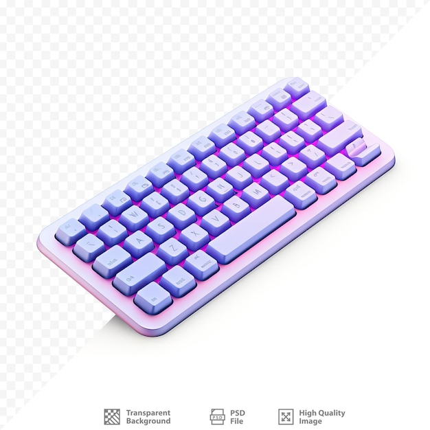 a purple keyboard with purple and blue keys and purple keys