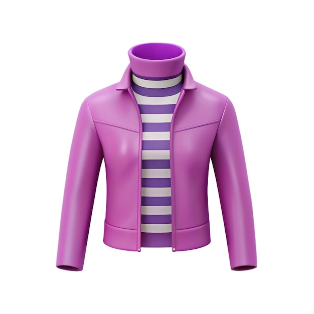 PSD a purple leather jacket with striped stripes and striped shirt