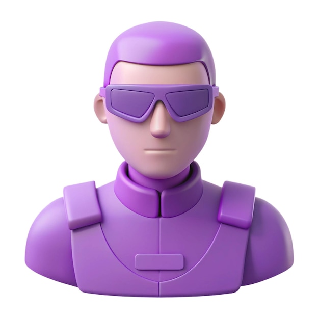 a purple lego figure with sunglasses and a purple suit