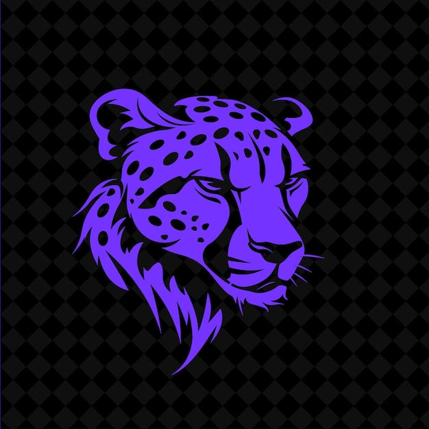 a purple leopard head with a leopard on it