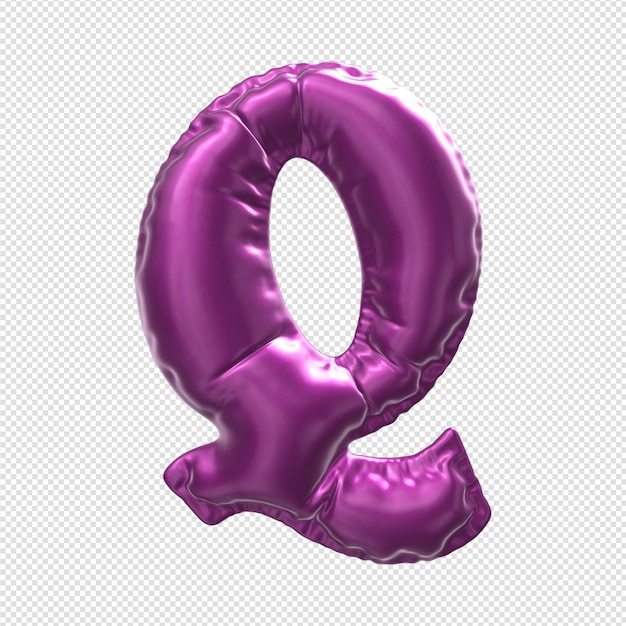 A purple letter q made of a balloon with a pink color.