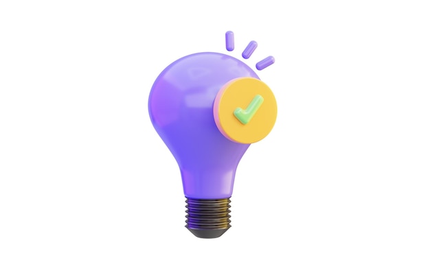 A purple light bulb with a green tick on it.