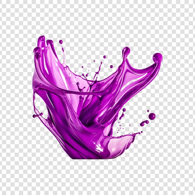 PSD purple liquid splash on a transparent background