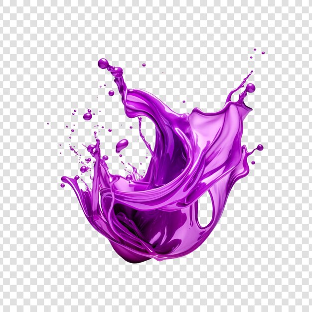 PSD purple liquid splash on a transparent background