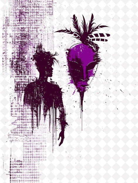 PSD a purple mask with a face and a mask on it