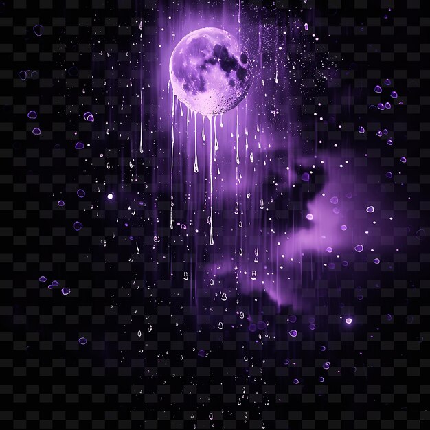 a purple moon and clouds with a black background