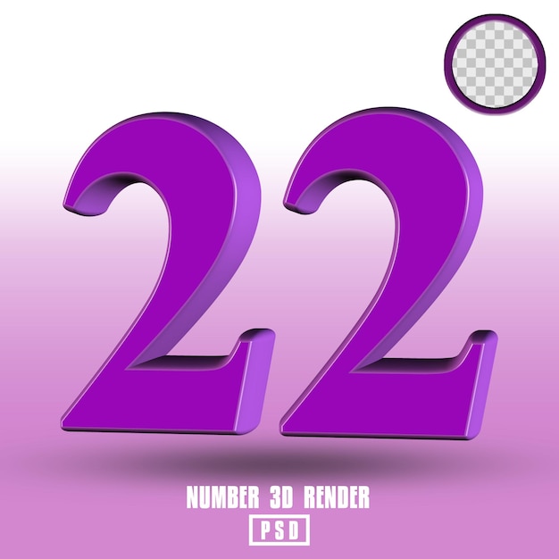 purple number 3D render