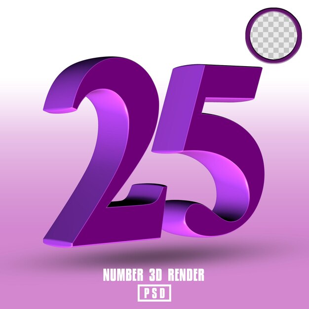 purple number 3D render