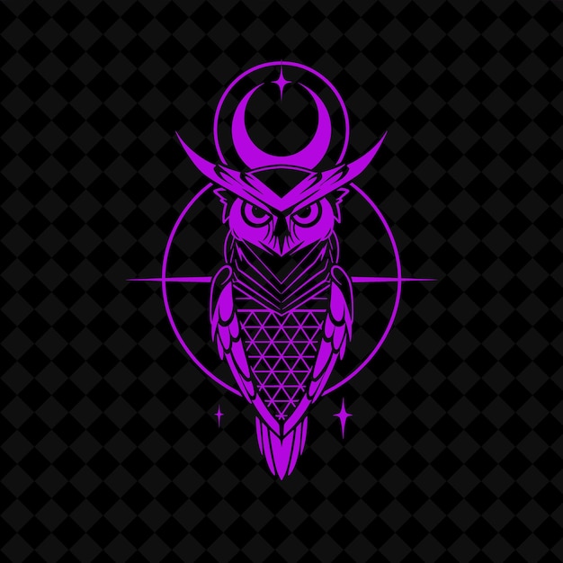 purple owl with a purple pattern on a black background