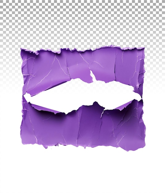 PSD purple paper tear isolation clear background