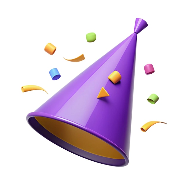 PSD a purple party hat with a party hat on it