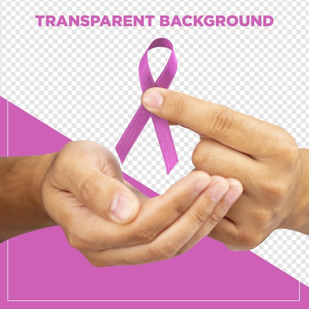 PSD purple pink ribbon to fight cancer transparent background