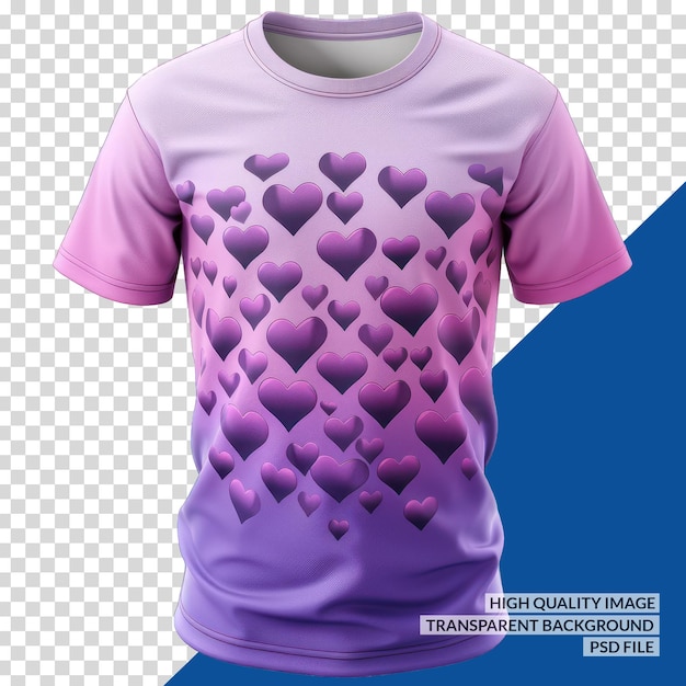 PSD a purple and pink shirt with hearts on it