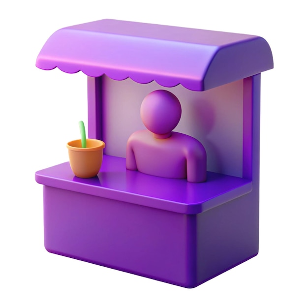 a purple plastic figure with a plant in it