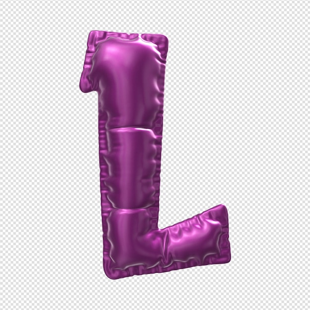 Purple plastic letter l with a transparent background.