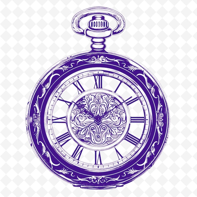 PSD a purple pocket watch with a purple design and the numbers 12 and 12