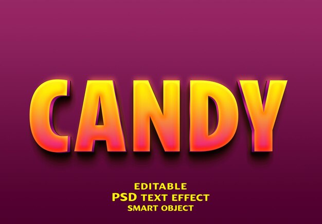 a purple poster with the words candy and a yellow and red background