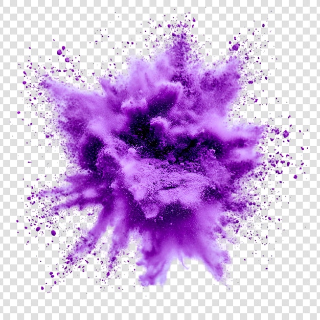 Purple powder explosion or splash on a transparent background