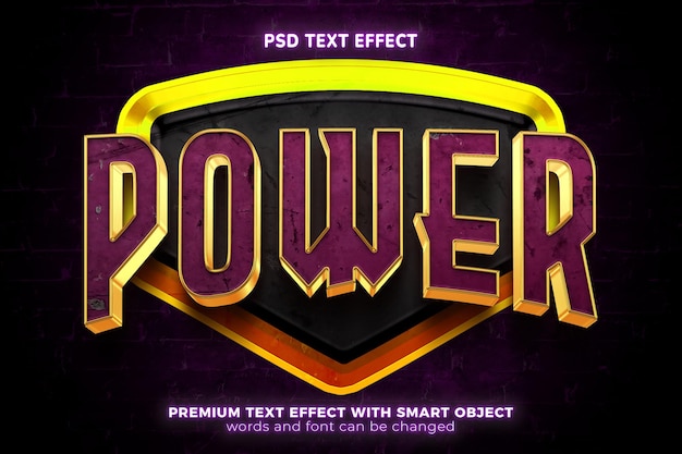 Purple power Esport team modern mock up logo template 3d editable text effect