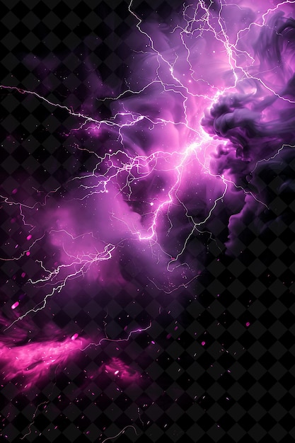 a purple and purple background with lightning bolts and a black background