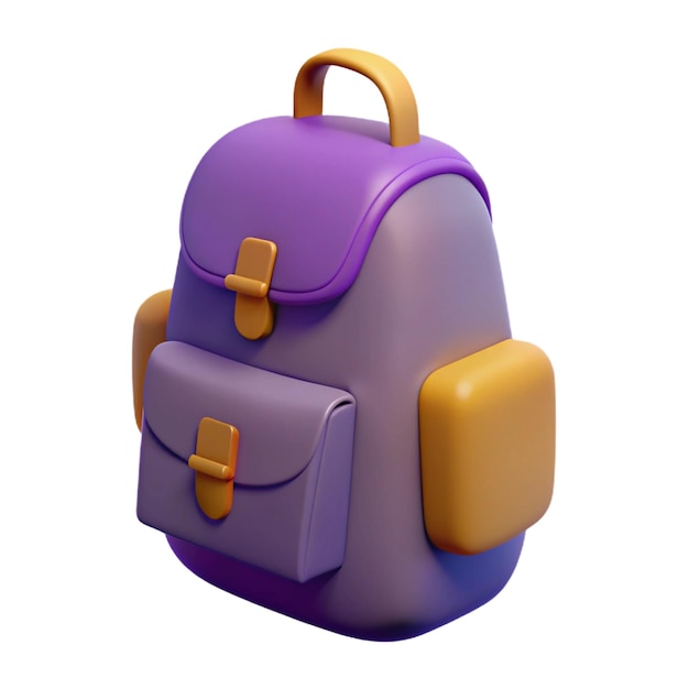 a purple and purple backpack with a yellow handle and a purple case that says  the number 4