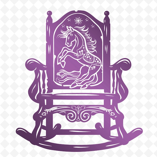 PSD a purple and purple chair with a horse on it