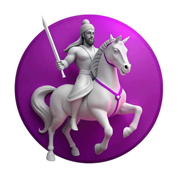 PSD a purple and purple circle with a knight on a horse