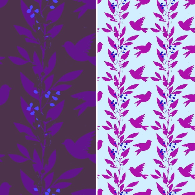 PSD purple and purple flowers and butterflies on a purple background