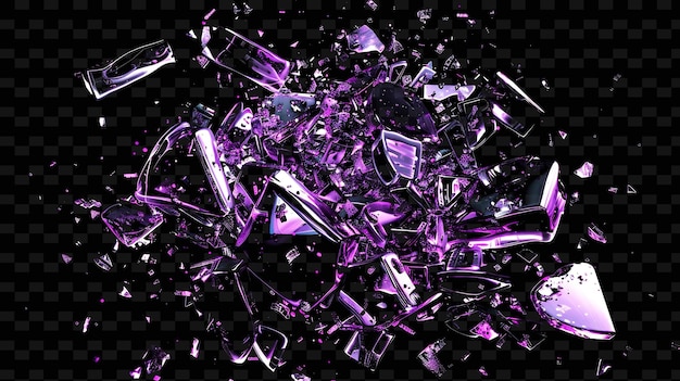 purple and purple glitters are scattered on a black background