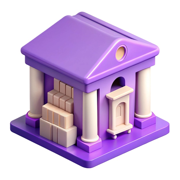 PSD a purple and purple house with a bird house on top