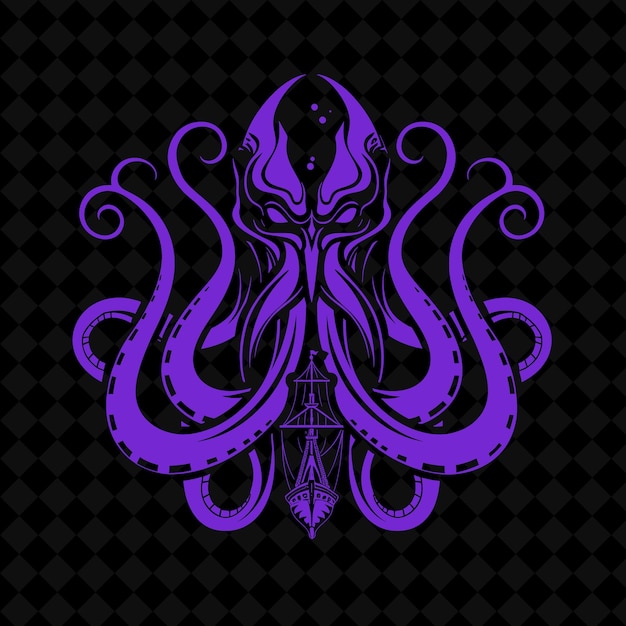 PSD a purple and purple octopus with a black background