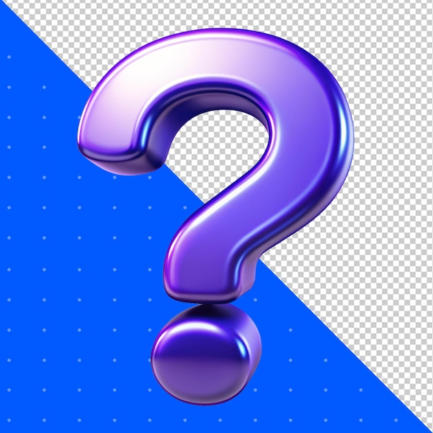 a purple question mark is on a checkered background with a blue and purple colored question mark