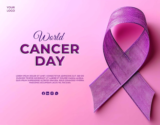 A Purple Ribbon Symbol of the Fight Against Cancer Social Media Post