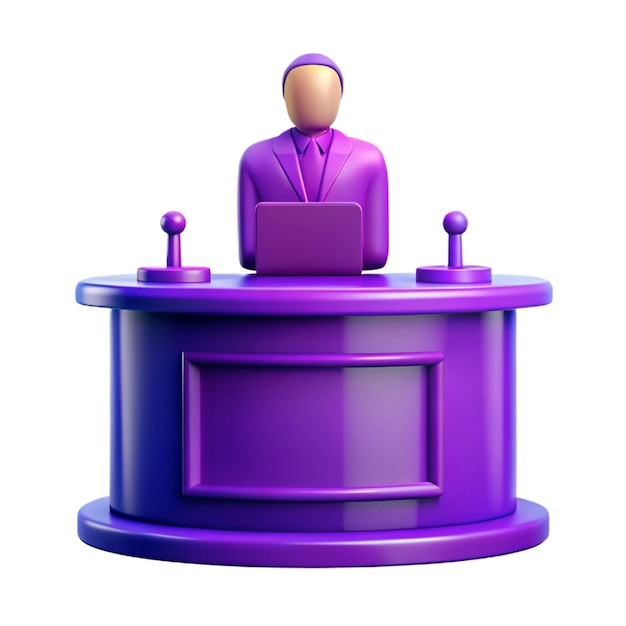 a purple round object with a man on it