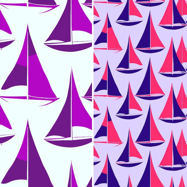 PSD purple sailboats with purple sails on a purple background