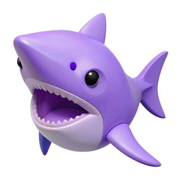 PSD a purple shark toy with a shark on the front and the bottom half of it