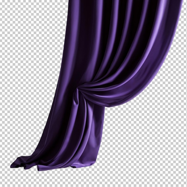 Purple silk curtain alone isolated on transparent background