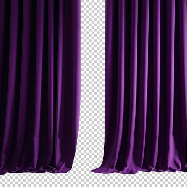 Purple silk curtain alone isolated on transparent background