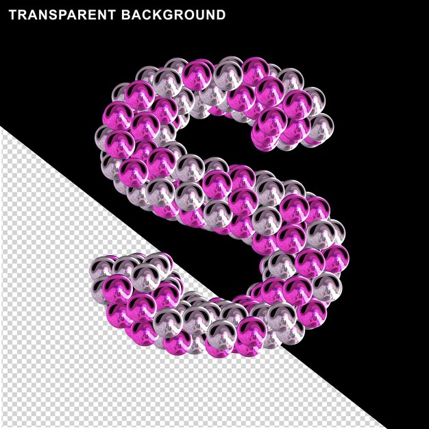 Purple and silver spheres letter s