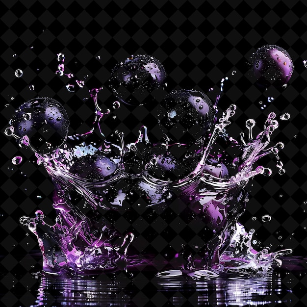 PSD a purple splash of water with purple grapes in it